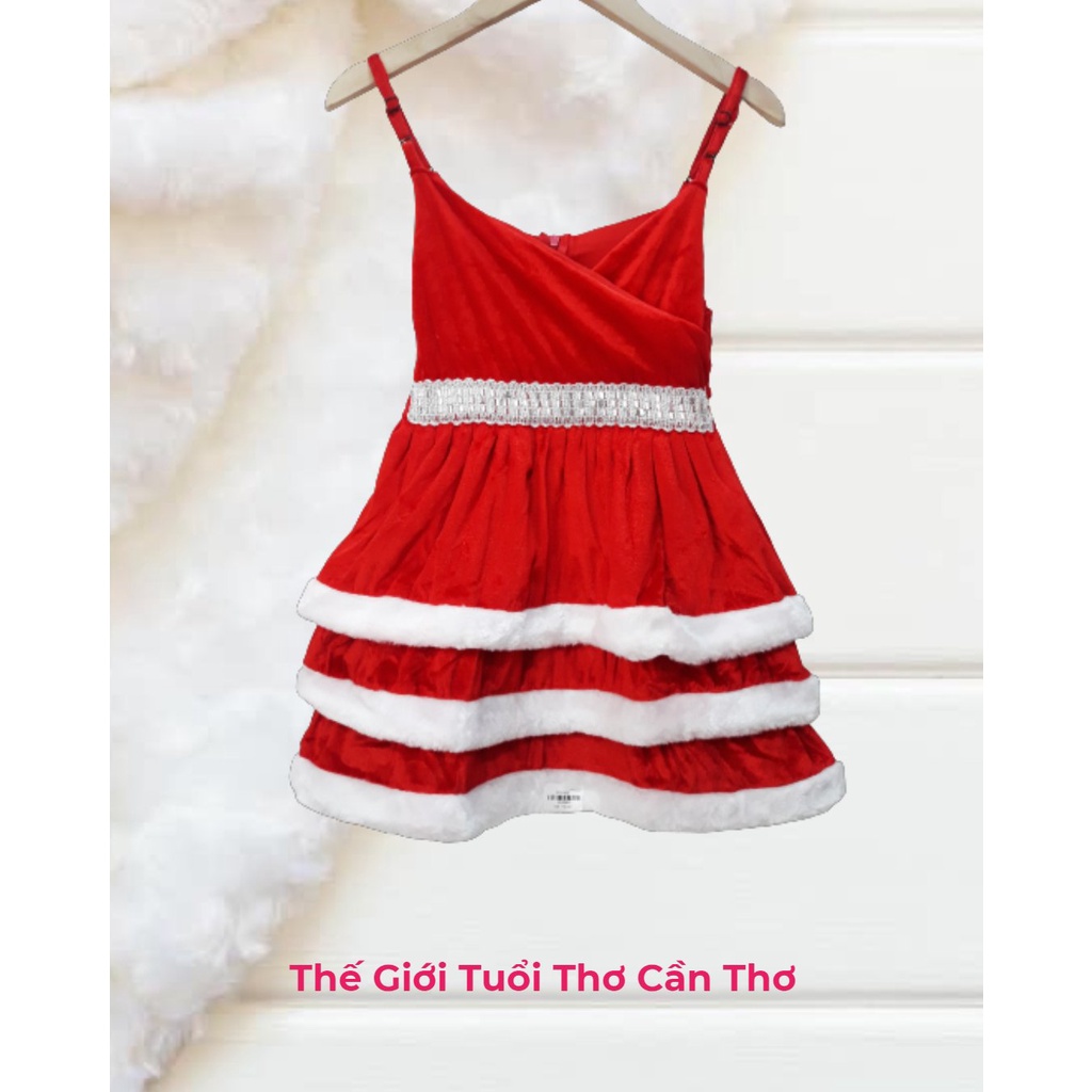 ĐẦM NOEL TẦNG VIỀN TRẮNG CHO BÉ GÁI