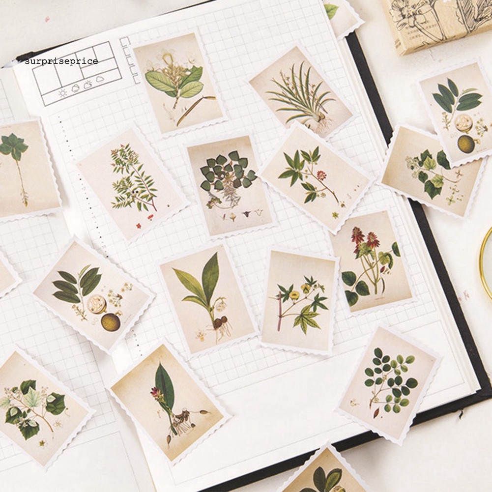 Set 45 sticker hình cây xanh trang trí tập ảnh/nhật ký/sổ tay