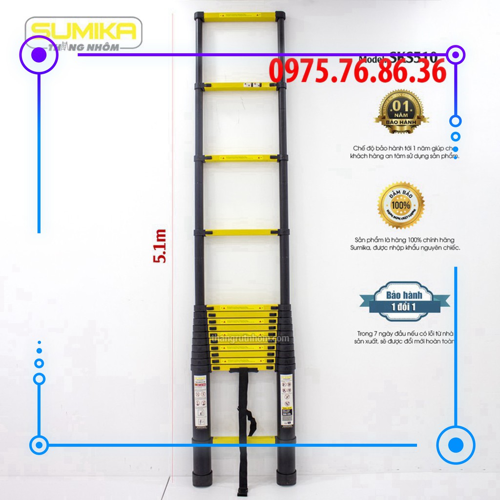 Thang Nhôm Rút 5M - Sơn Tĩnh Điện