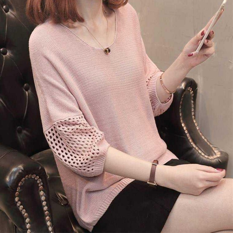 Áo len nữ thời trang thu đông, Áo len lưới cánh rơi nữ  xinh nhiều màu lựa chọn Al17