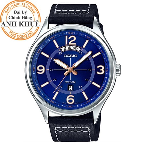 Đồng hồ nam dây da Casio chính hãng Anh Khuê MTP-E129L-2B1VDF