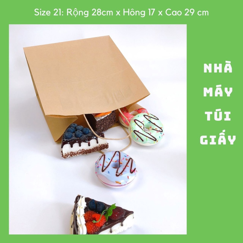 10 CHIẾC TÚI GIẤY KRAFT SIZE 21: 28x17x29 CM MÀU NÂU CÓ QUAI ( ẢNH THẬT)