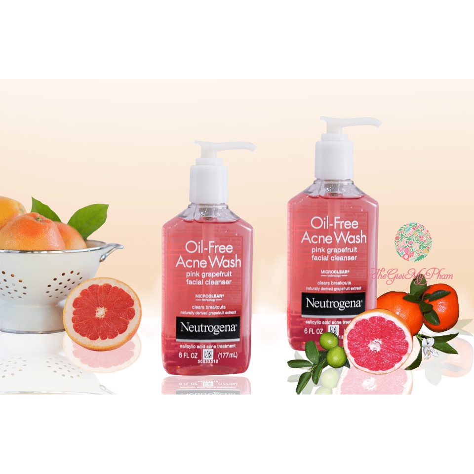 Sữa rửa mặt Neutrogena Pink Grapefruit Acne Face Wash + Cleanser with Vitamin C + Salicylic Acid 177ml