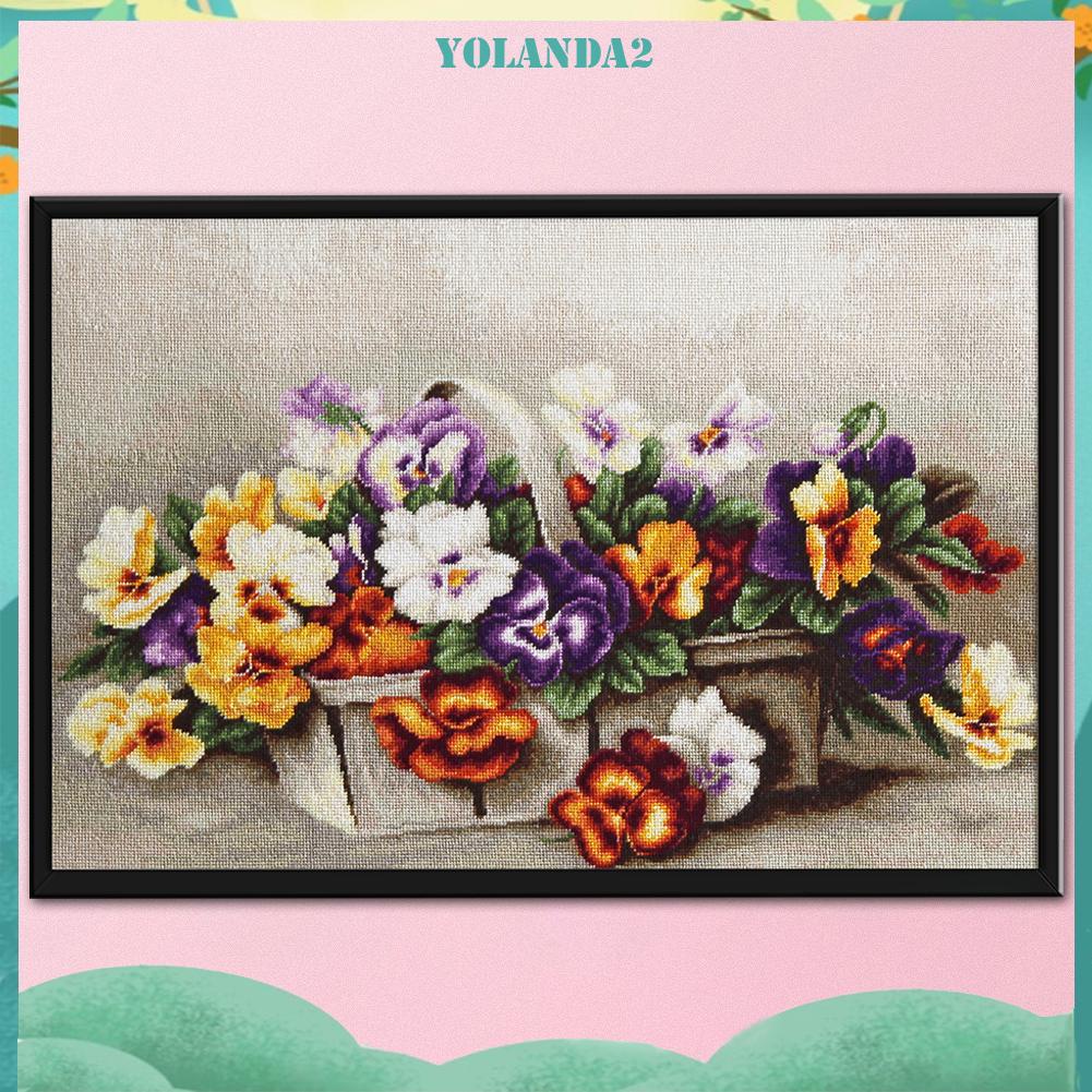 Toàn Bộ Bộ Tranh Thêu Chữ Thập Thủ Công 11CT Hình Giỏ Hoa