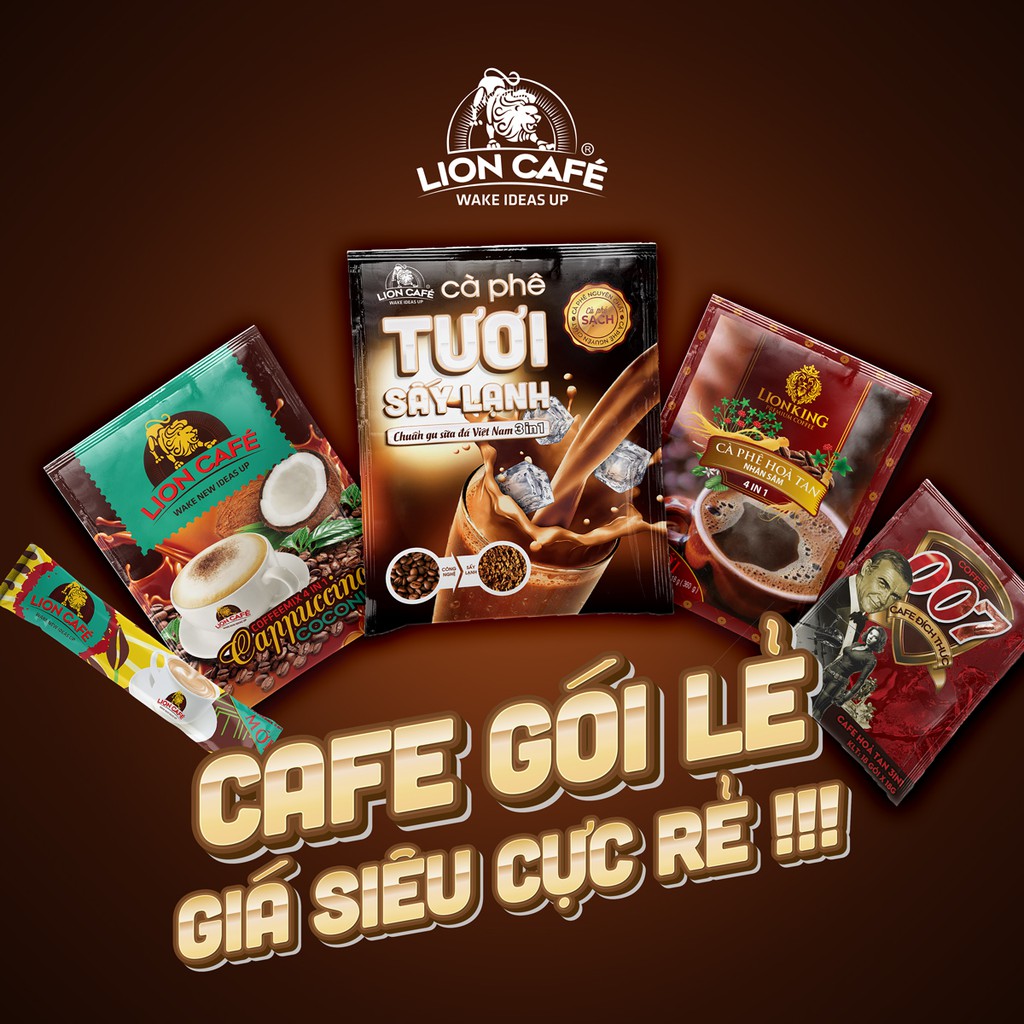 CÀ PHÊ SỮA HÒA TAN LIONCAFE (TƯƠI, NHÂN SÂM, CAPPUCINO DỪA, LATTE DỪA, GU SỮA ĐÁ, MACCHIATO) [GÓI LẺ - SIÊU RẺ - 7 LOẠI]
