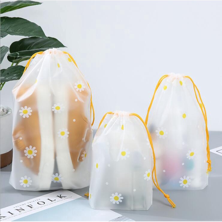 Túi Dây Rút Bằng Nhựa Trong Suốt Chống Thấm Nước Đựng Mỹ Phẩm Tiện Dụng