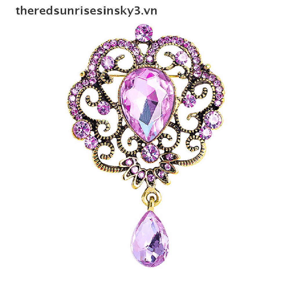 Ghim Cài Áo Hình Giọt Nước Đính Đá Sang Trọng Cho Nữ