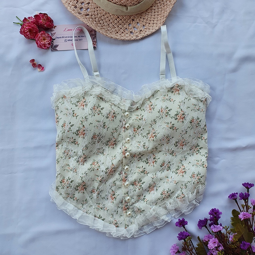 Áo 2 dây - Áo croptop nữ - Kiểu dáng tiểu thư cực xinh