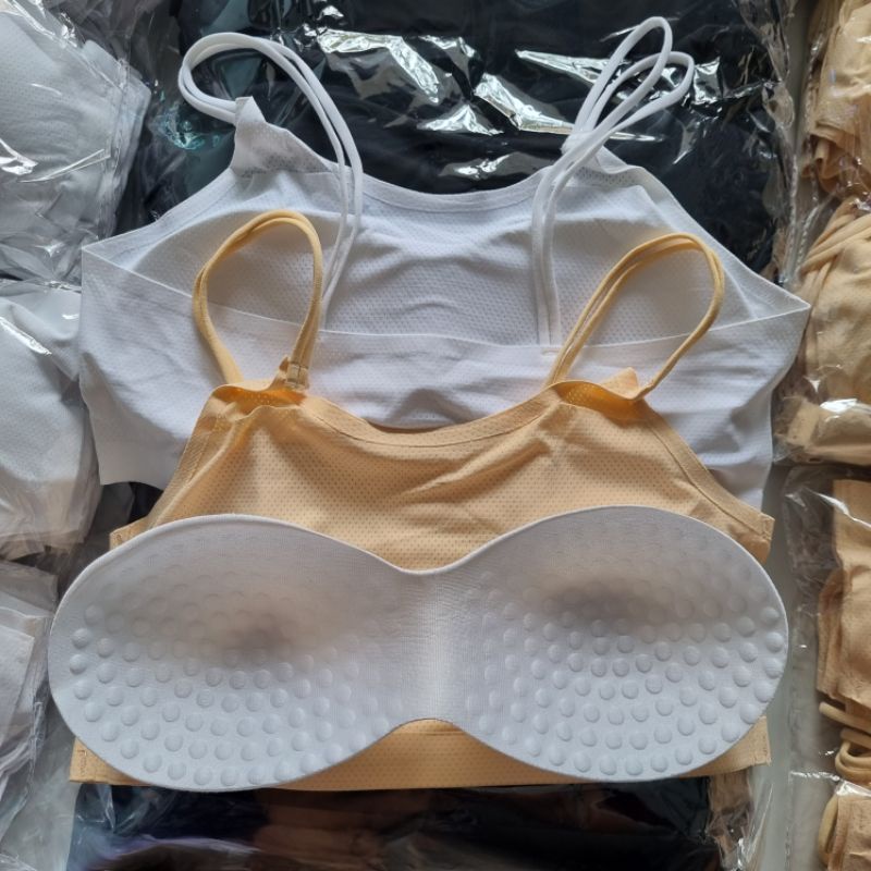 Áo bra áo lá áo lót su thông hơi co dãn 2 hai dây kép thẳng có mút tháo ra được
