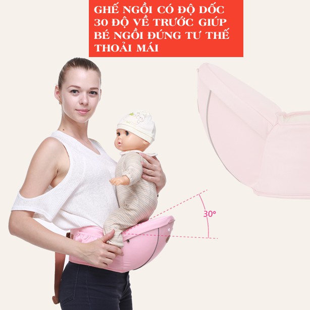 Địu cho bé Gabesy, Địu ngồi 4 tư thế có đỡ cổ và nón che, trợ lực, chống gù, Kiki Shop