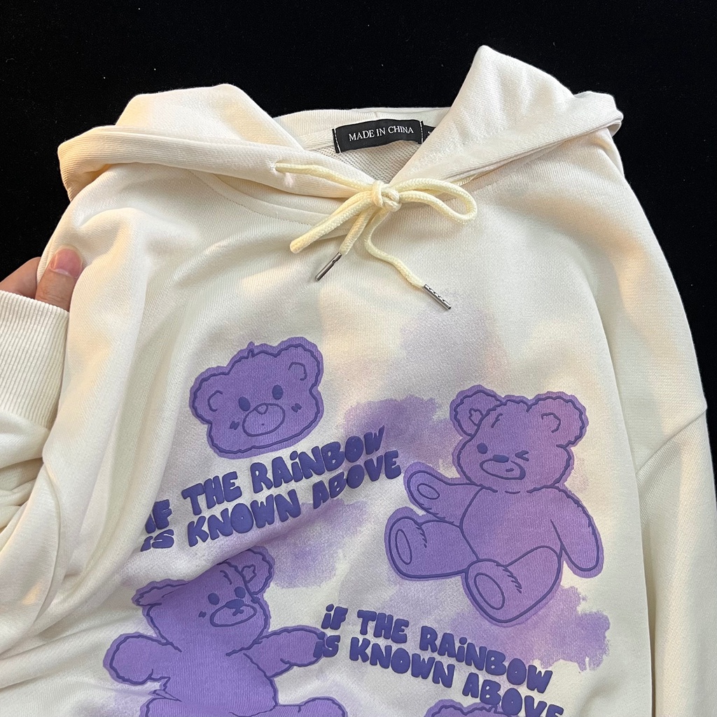Áo Hoodie In Hình Gấu Dễ Thương Phong Cách Hàn Quốc Cho Cặp Đôi