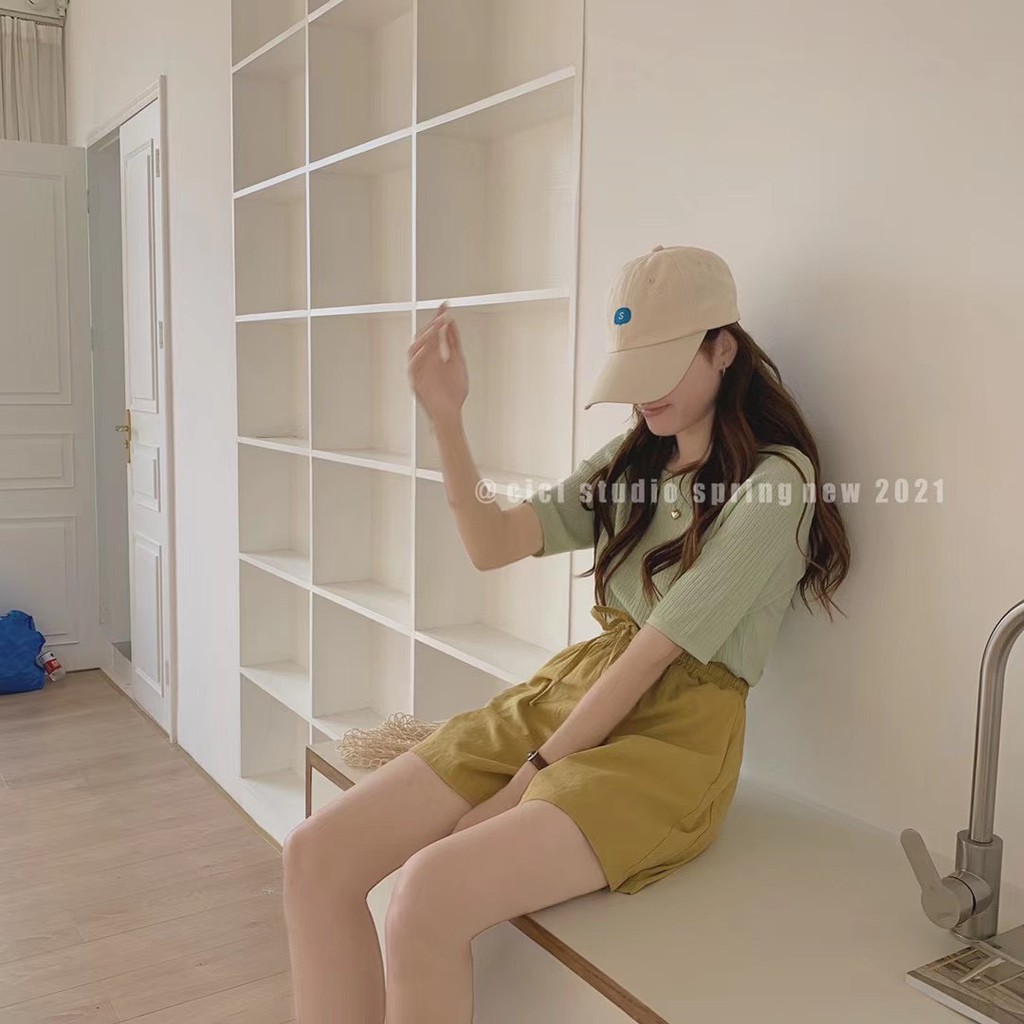 Quần short thô chun rút eo Ulzzang style  Hàng quảng Châu