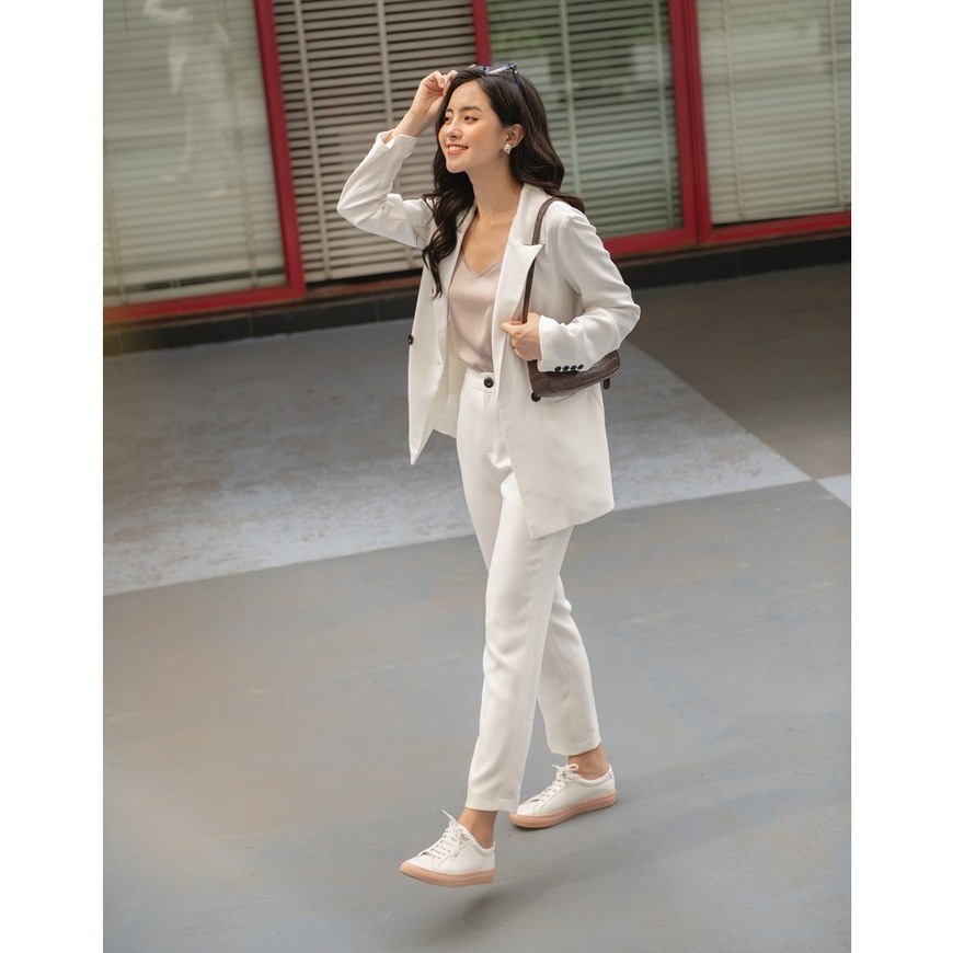 Set Vest nữ trắng Mosohali dáng suông set blazer nữ thời trang công sở thiết kế mosohali