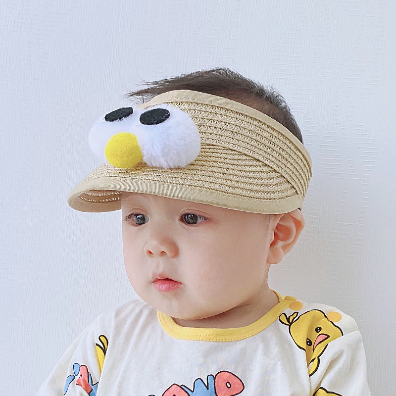 Mũ Cói Chống Nắng Họa Tiết Đôi Mắt Hoạt Hình Dễ Thương Cho Bé