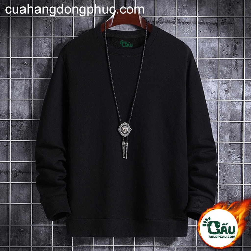 Áo sweater GẤU 194 vải nỉ thu đông co dãn, dày dặn mềm mịn form rộng phong cách Unisex - Trơn SW | BigBuy360 - bigbuy360.vn