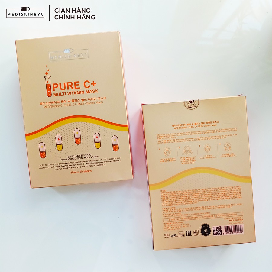 Mặt Nạ Vitamin Tổng Hợp Pure C+ Seoulgroup, Mask Chăm Sóc Da Trắng Sáng, Ngừa Mụn Thâm, Chống Lão Hóa
