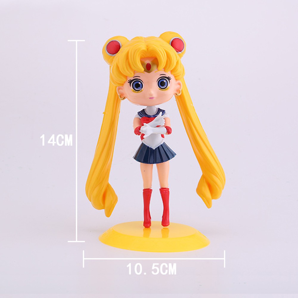 Đồ chơi mô hình thủy thủ Mặt Trăng Sailor Moon Anime Chibi dễ thương cao 14 cm làm sưu tập, trưng bày, trang trí New4all