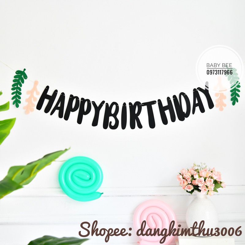 Chữ happy Birthday phong cách Hàn Quốc trang trí tiệc sinh nhật Cao 15cm, rông 3cm