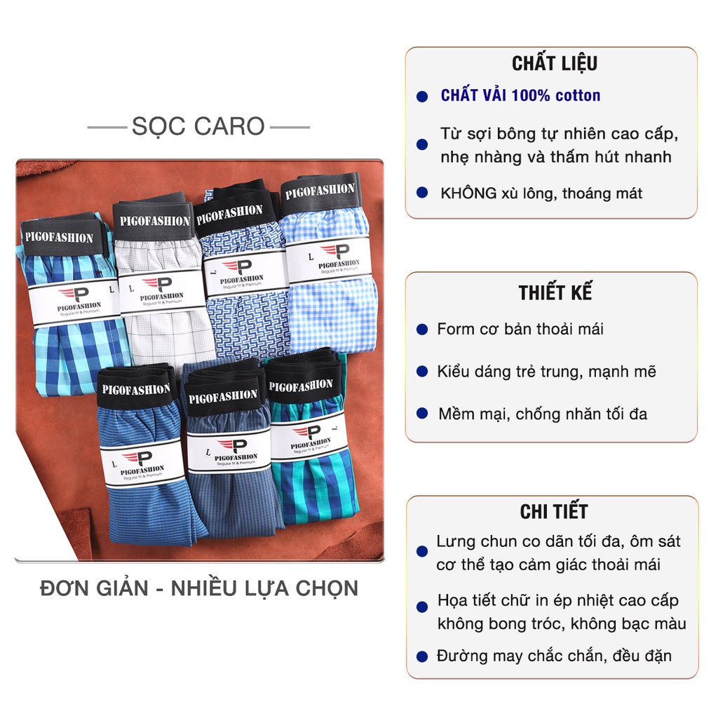 Combo 5 Quần đùi ngủ caro nam lưng thun cao cấp chất kate không phai màu QDCR05 PIGOFASHION