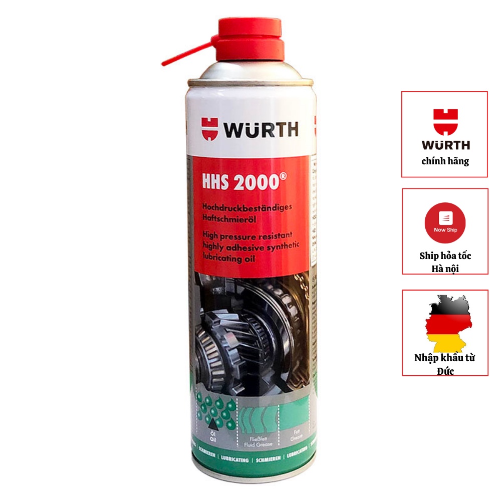 Mỡ bò nước dạng xịt bôi trơn chịu nhiệt Wurth HHS 2000 500ml