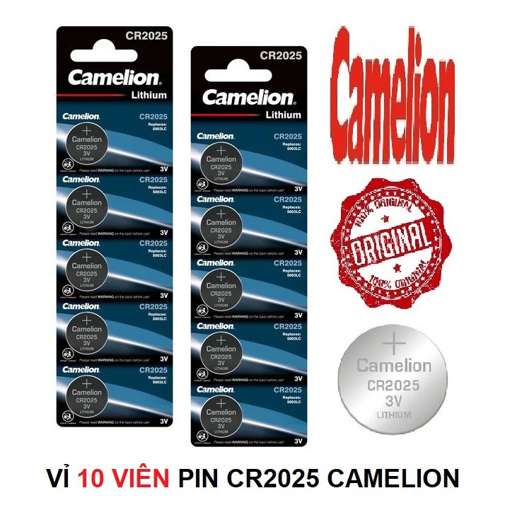 Vỉ 10 viên pin CR2025 3V CAMELION CR-2025 2025 3 Vol (Hàng hãng)