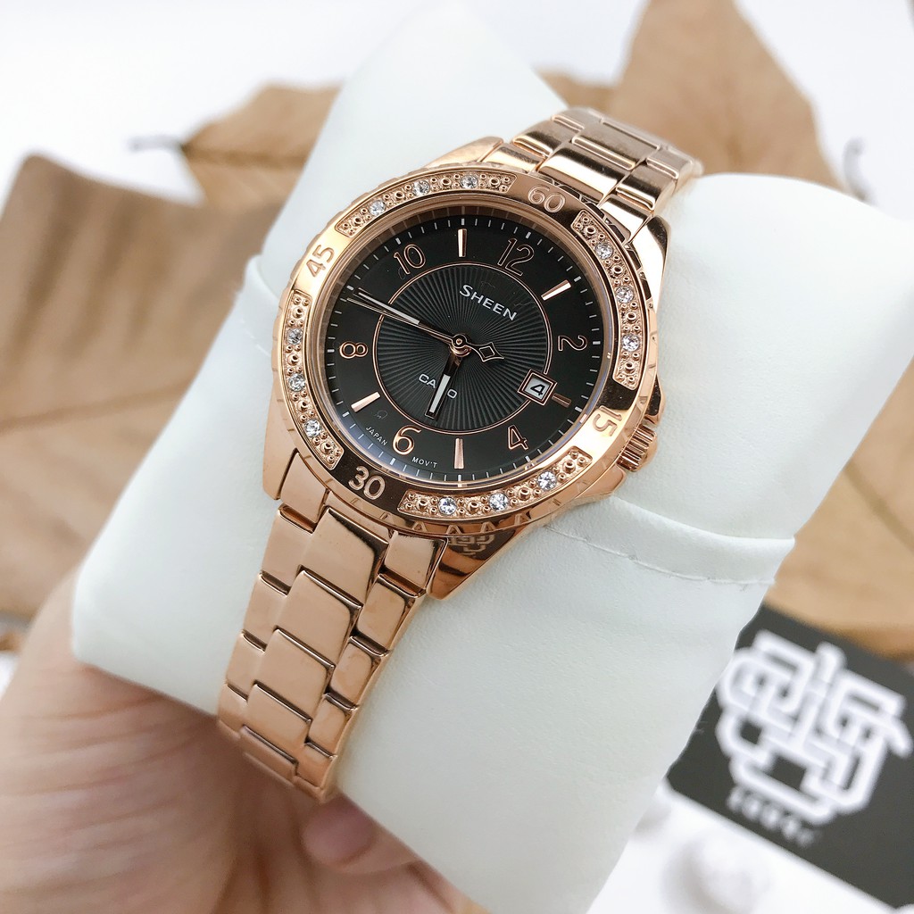 Đồng hồ nữ Casio SHEEN SHE-4532 / SHE-4532PG-1A mặt kính Sapphire chống trầy, hàng chính hãng