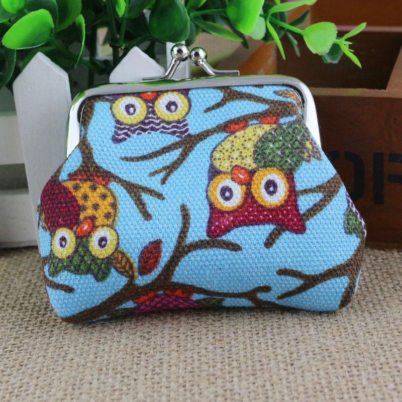 Ví canvas họa tiết cú kiểu vintage thời trang cho nữ