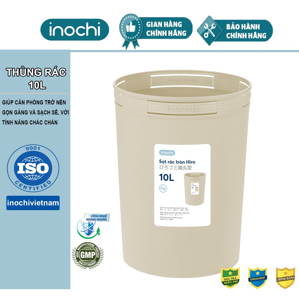 Sọt Rác Tròn inochi 10 Lít ♻️SALE♻️ Thùng Rác Mini thông minh Nhựa Làm Văn Phòng, Khách Sạn, Đựng Rác Gia Đình SR10L