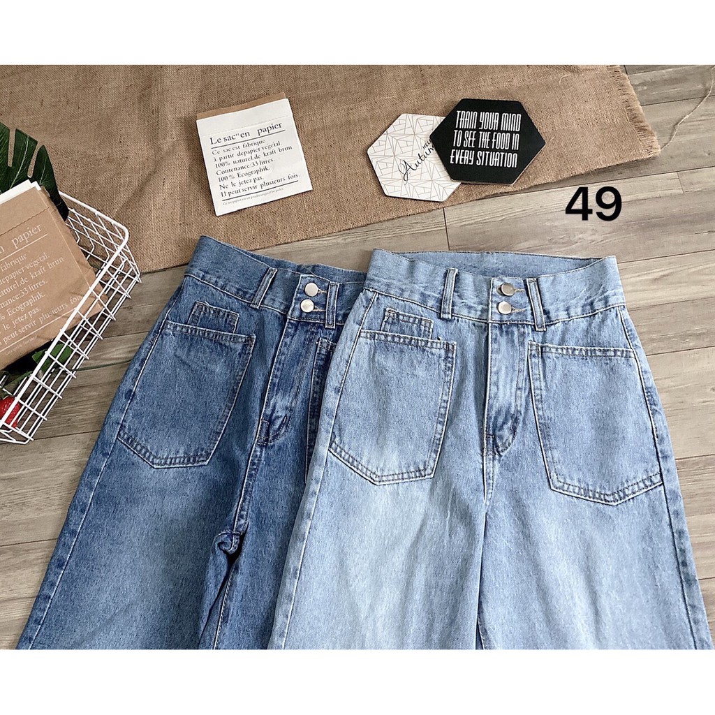 QUẦN JEAN BAGGY CẠP CAO PHỐI TÚI KIỂU [ CLIP THẬT] [FREESHIP] hàng loại 1, VẢI DÀY