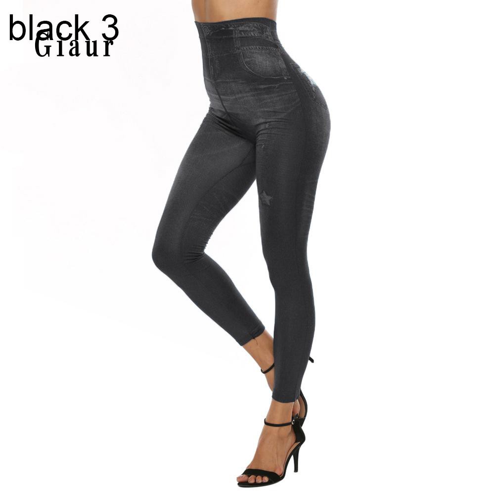 Quần legging giả jeans dáng ôm lưng cao quyến rũ cho nữ