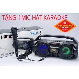 Loa bluetooth kimiso km-s1, km-s2 - 2 bass cực mạnh, tặng 1 micro có dây hát karaoke