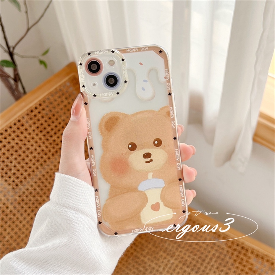 Ốp Điện Thoại Mềm In Gấu Hoạt Hình Dễ Thương Cho iPhone 14 13 12 11 Pro Max SE2020 X XR Xs Max 7 8 6 6s Plus