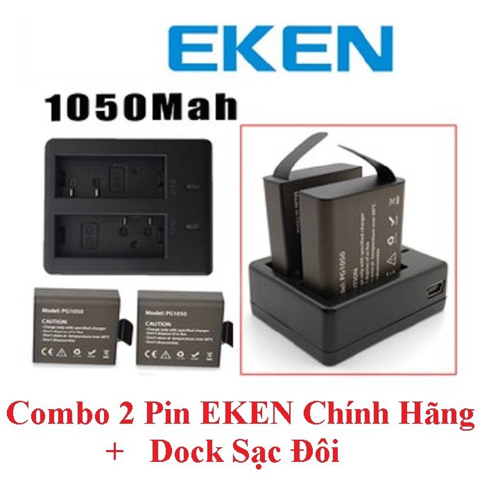 ✔️ Combo 2 Pin EKEN Chính Hãng + Dock Sạc Đôi