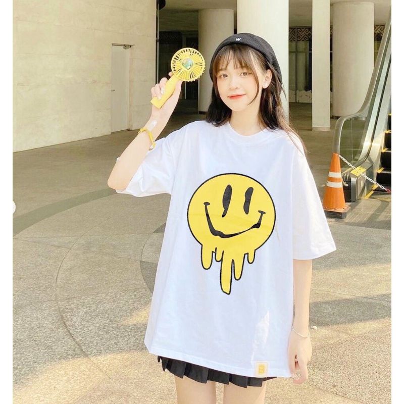 [RẺ VÔ ĐỊCH] Áo Thun Tay Lỡ Unisex Mặt Cười icon, Áo Phông Form Rộng Nam Nữ Cotton Oversize sihoangngan