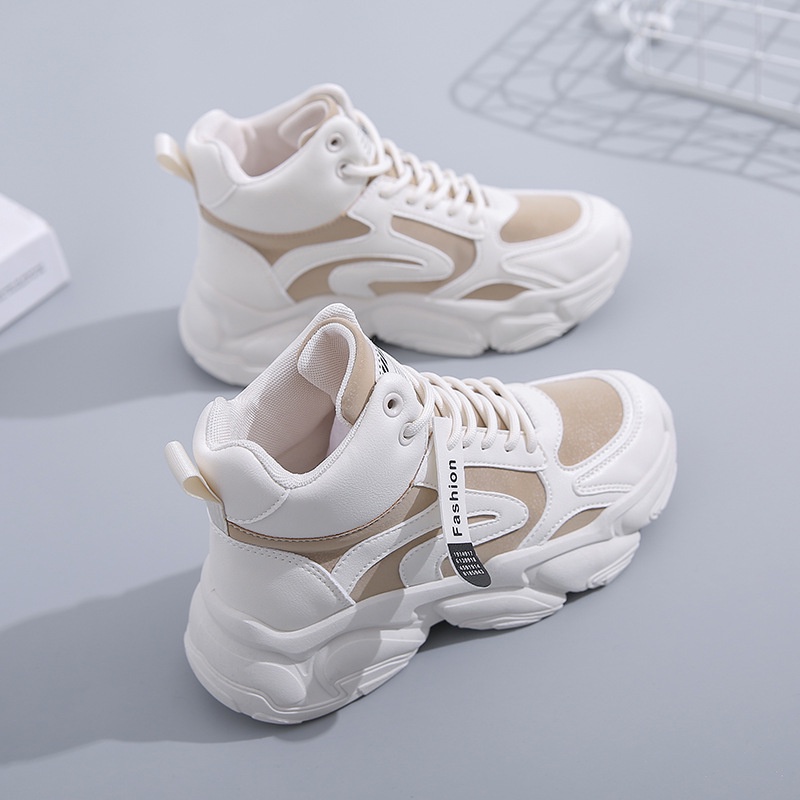 Giày Sneaker Cổ Cao Cột Dây Thoải Mái Thời Trang Cho Nữ