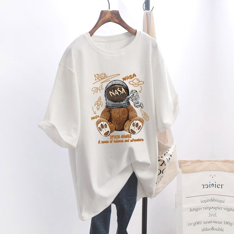 NRVP Áo Thun Tay Ngắn Dáng Rộng In Họa Tiết Thời Trang Mùa Hè Hàn Quốc Mới 2021