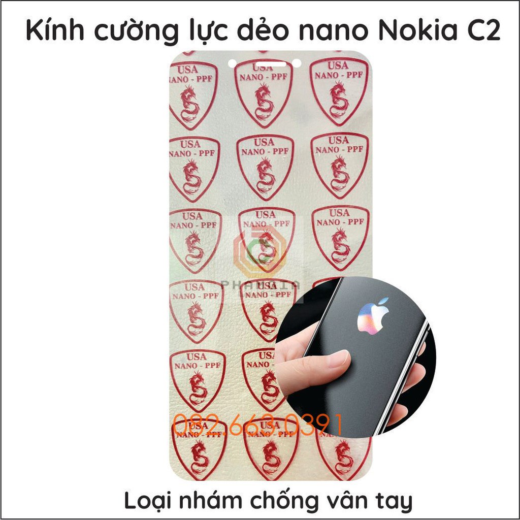 Dán cường lực Nokia C2 trong suốt, nano dẻo siêu bền, độ cường lực 9H+