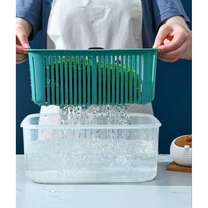 Sét 5 Hộp Đựng Thực Phẩm Có Nắp Đậy Cao Cấp - Khay Nhựa Để Tủ Lạnh Kèm Rổ Ráo Nước Bảo Quản Thức Ăn Tiện Dụng có sẵn
