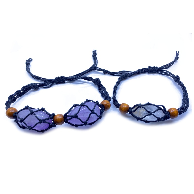 Blg Vòng Tay Dây Đá Thạch Anh Tự Nhiên Dệt Bằng Tay Bỏ Túi