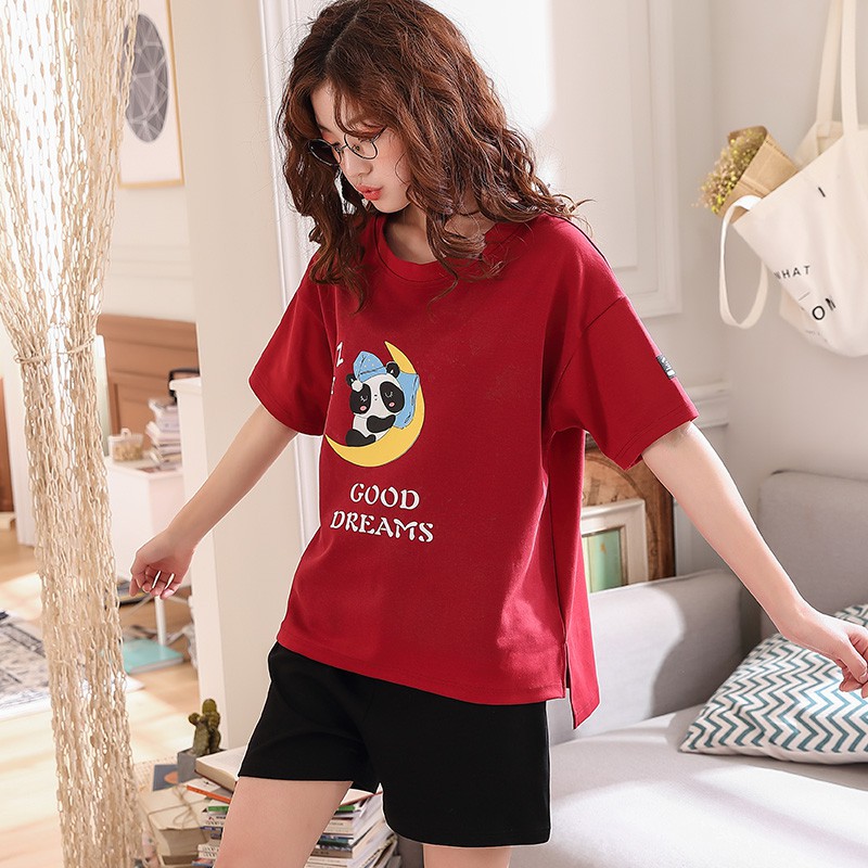 Bộ Đồ Ngủ Pijama Ngắn Tay In Họa Tiết Dễ Thương Phong Cách Nhật Bản Cho Nữ