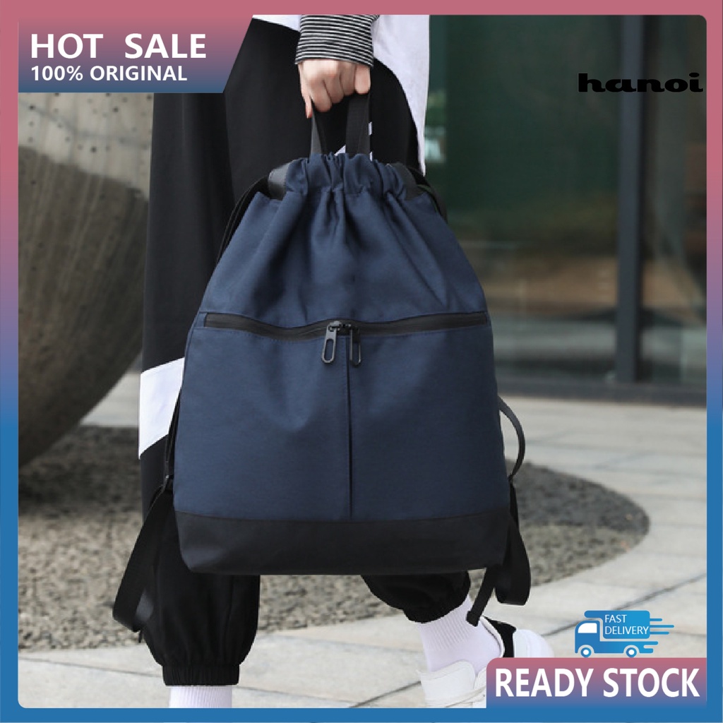 Ba Lô Dây Rút Bằng Nylon Chống Thấm Nước Có Khóa Kéo Tiện Dụng Cho Nam Và Nữ