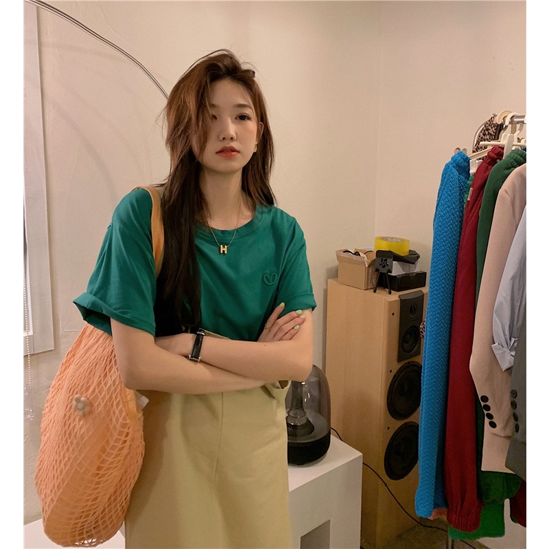 Áo Thun Ngắn Tay Thêu Họa Tiết Đơn Giản Thời Trang Dành Cho Nữ