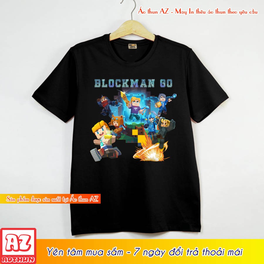 Áo thun game Blockman Go trẻ em - 2 màu trắng và đen M2848