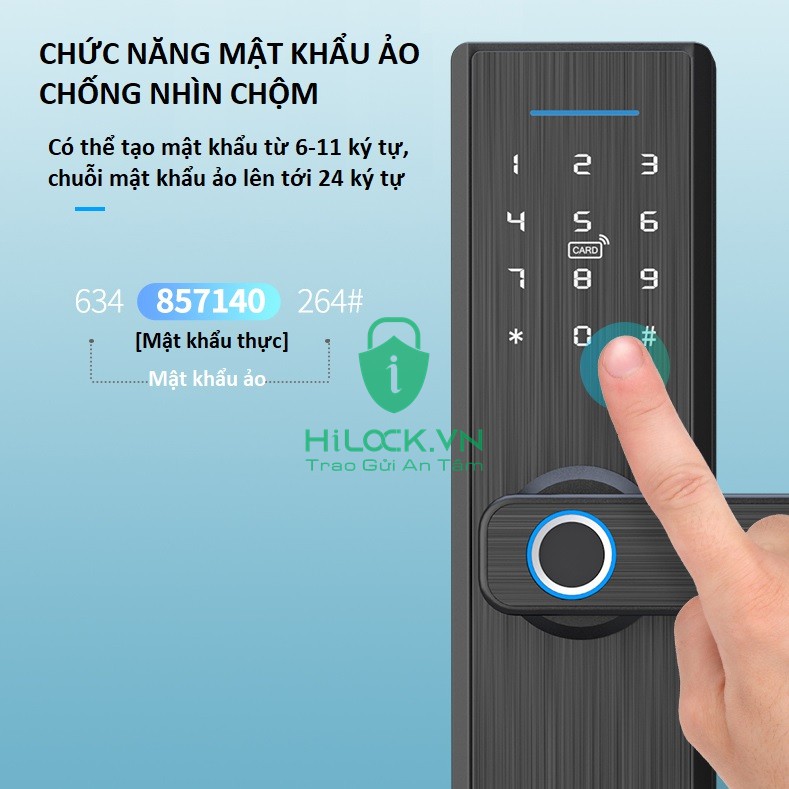 Khóa cửa thông minh Tuya X1 Tiêu chuẩn. 4 phương thức mở khóa. vân tay siêu nhạy, mật mã, thẻ từ, chìa cơ - mới