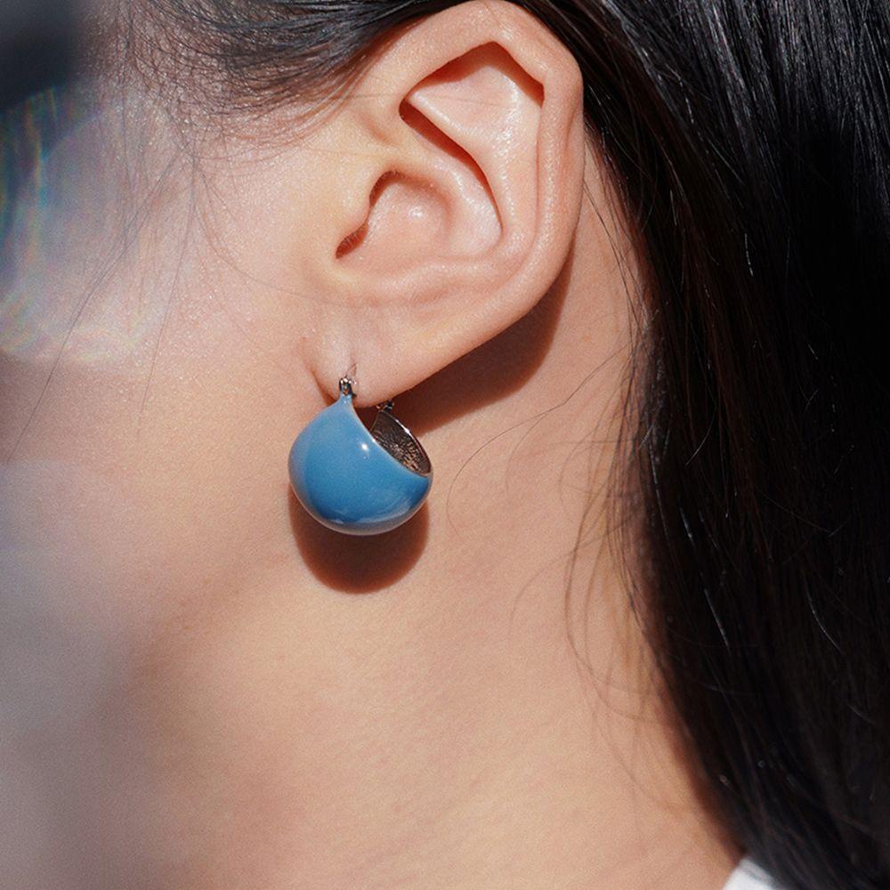 LILYES Khuyên Tai Kim Loại Tráng Men Thời Trang Cho Nữ