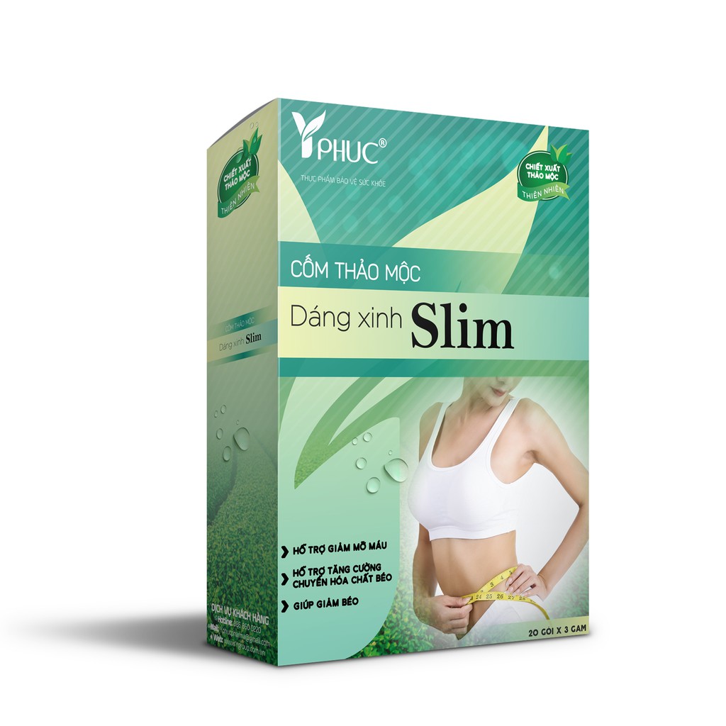 Cốm Thảo Mộc Dáng Xinh Slim - Hỗ trợ giảm mỡ máu, tăng cường chuyển hóa chất béo, giảm béo, giảm cân (Hộp 20 gói)