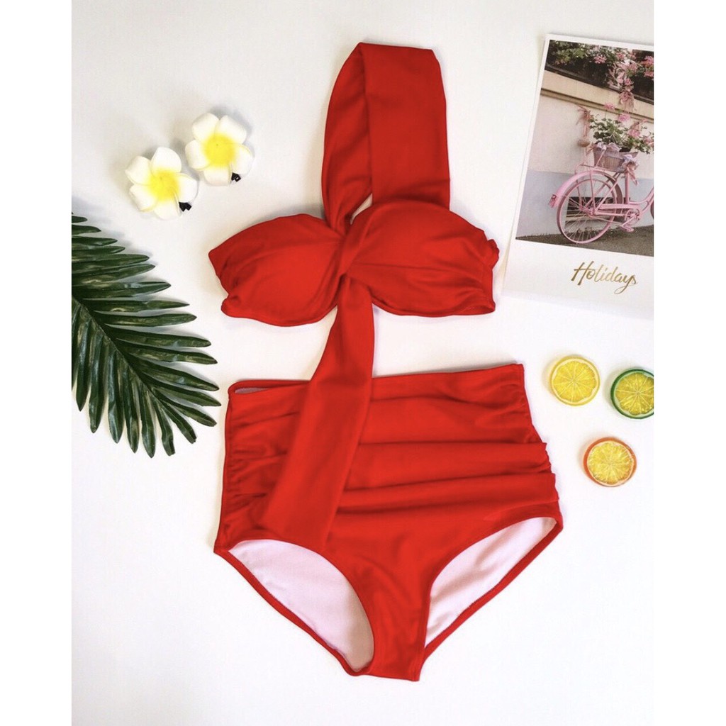 Bikini Hai mảnh lệch vai quần cạp cao sang chảnh bikinistore - bộ sưu tập đồ bơi nữ