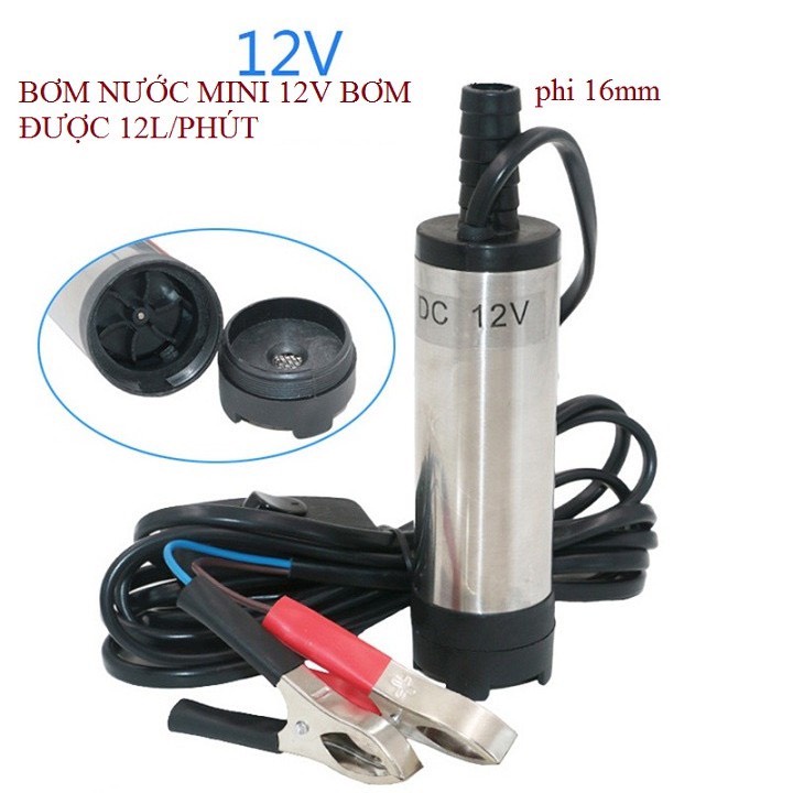 Máy bơm chìm mini, bơm dầu, bơm nước điện áp 12v và 24v