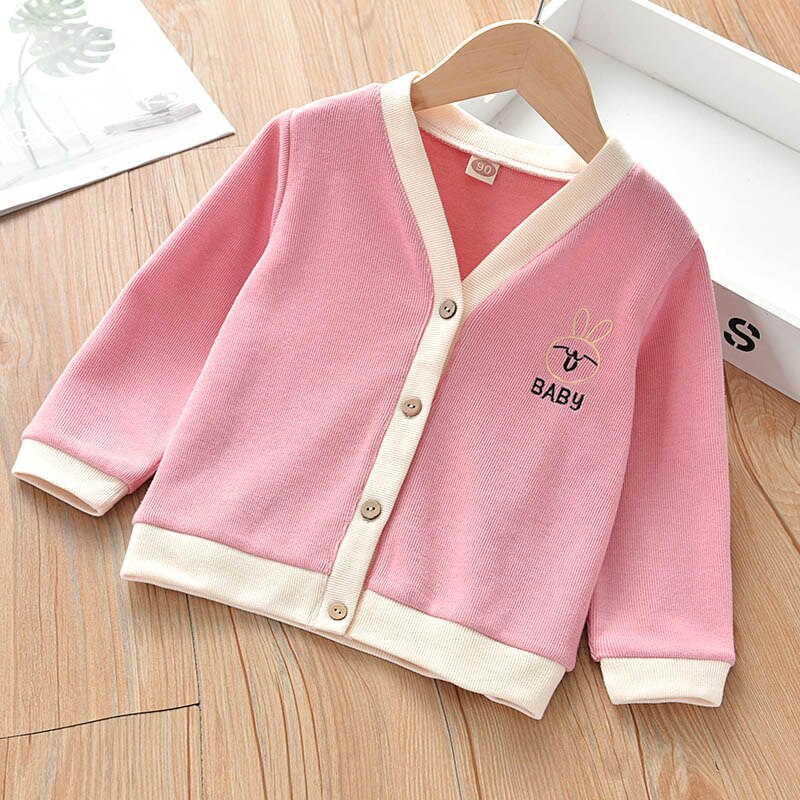 2-6 Years Children Girls Knitted Cardigan Coats Fashion V-Neck Buttons Autumn Spring Outwear Sweater