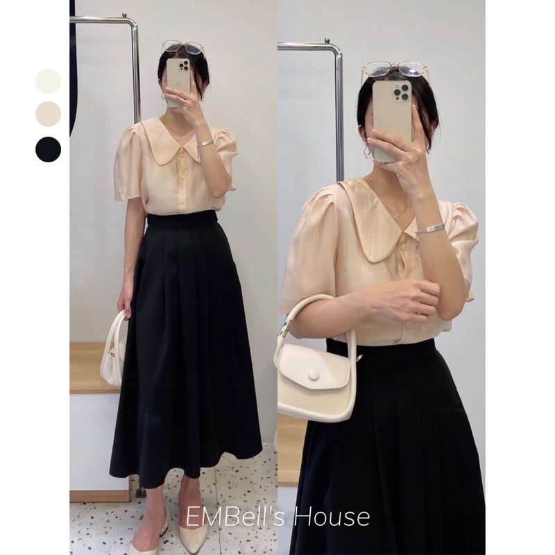 Áo sơ mi tay bồng cổ sen A53